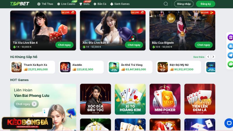 Các loại hình giải trí chất lượng tại TOPBET
